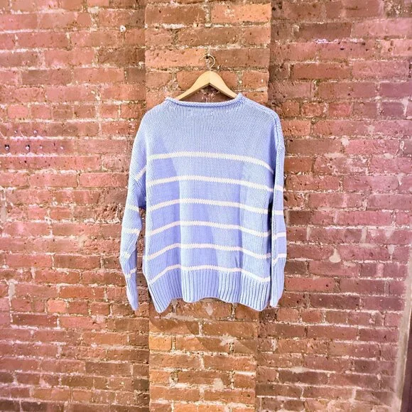 La Ligne Blue and Cream Striped Crewneck Sweater - Picture 3 of 4